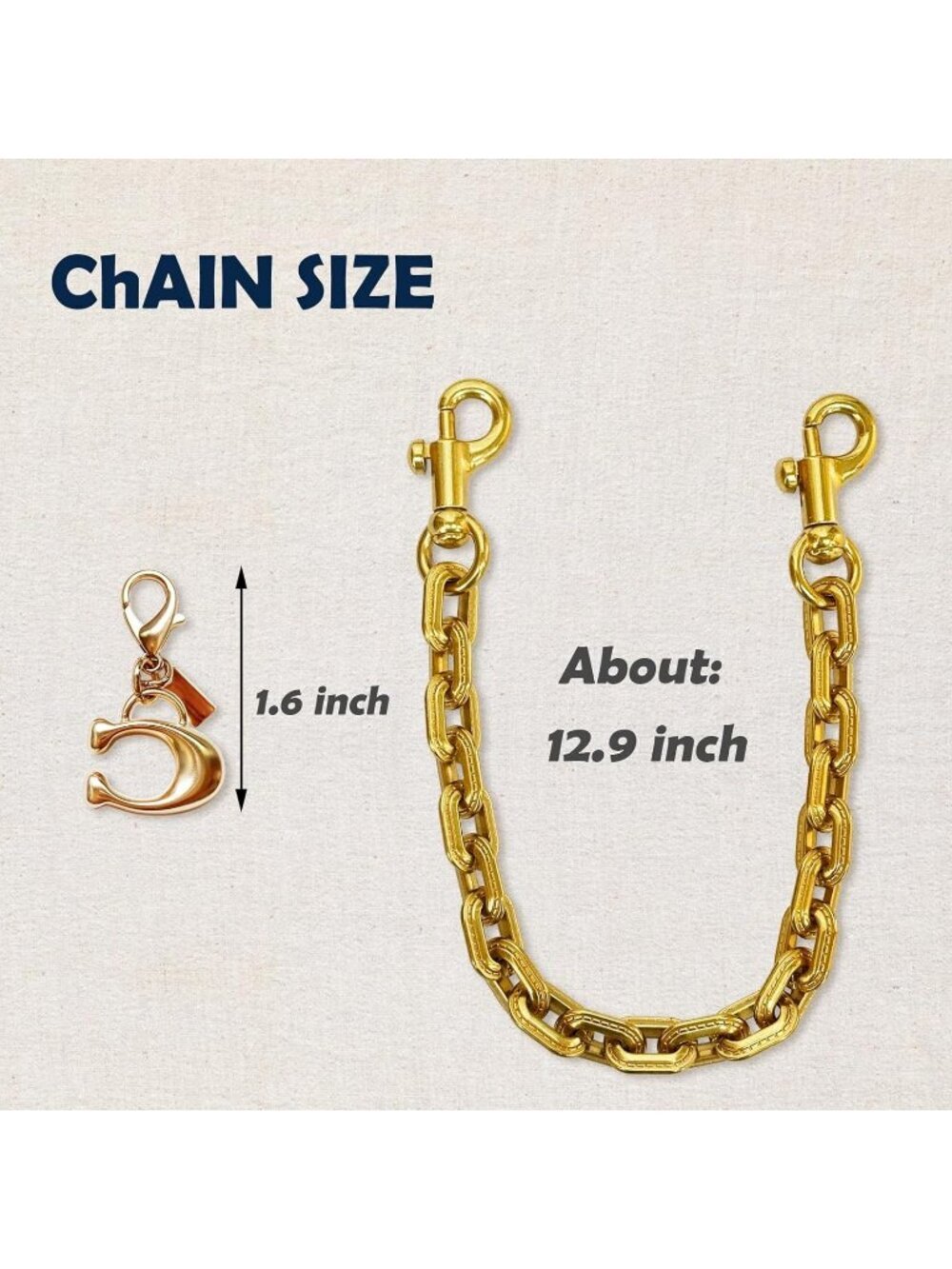 Sbredit Women's Golden 2-pic Set-golden Bag Charm For Handbags Purse Accessories - Picture 7 of 7